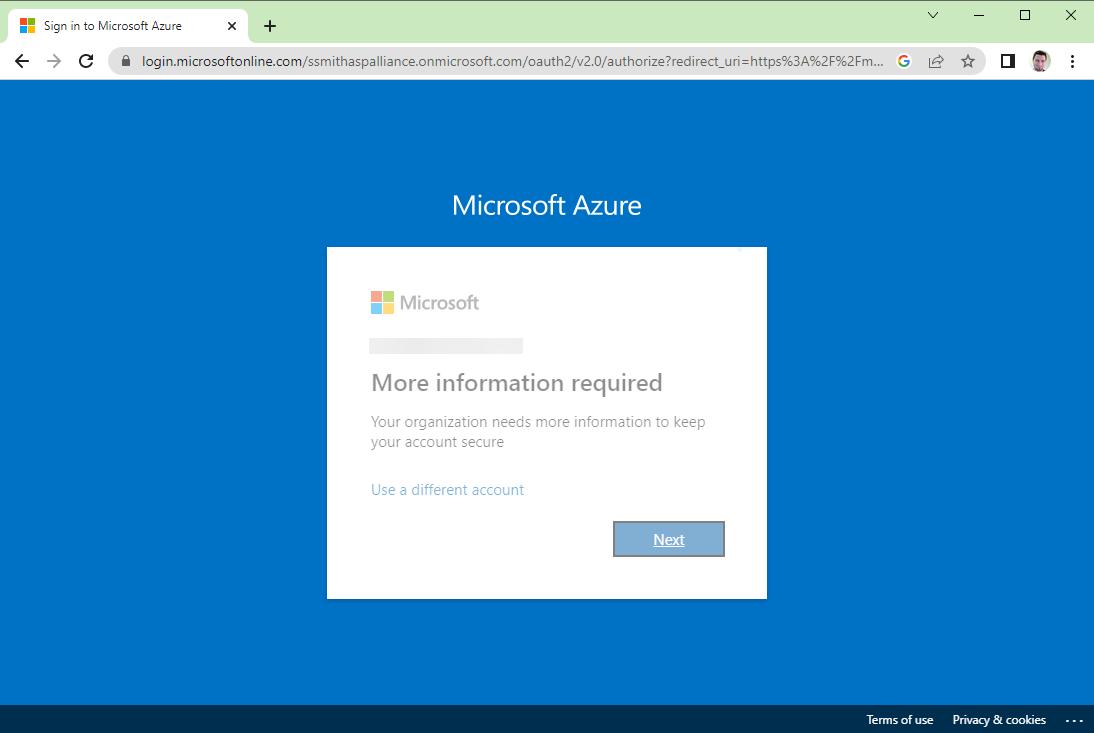 more information required azure login animated marching ants