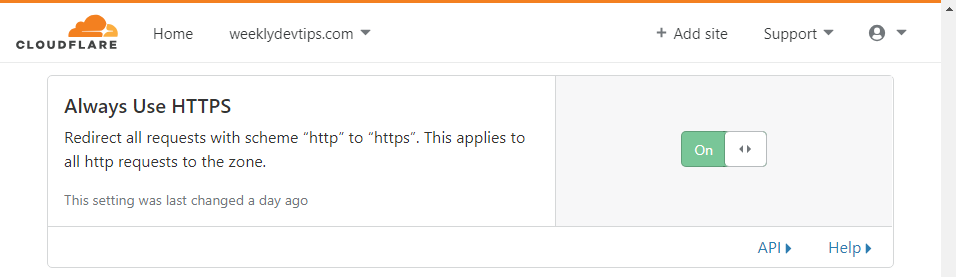 CloudFlare - Always Use HTTPS