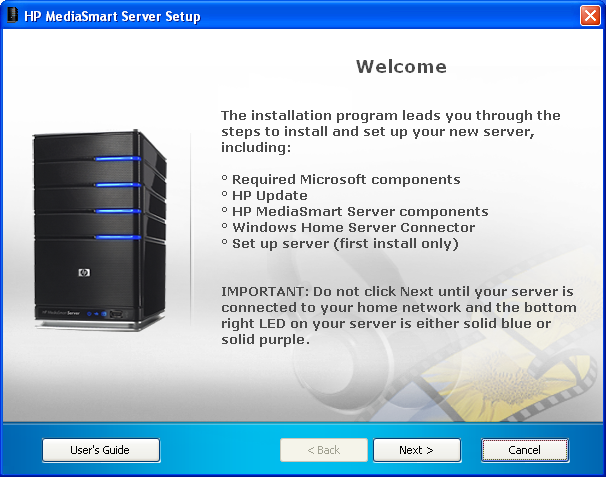 hp mediasmart server setup