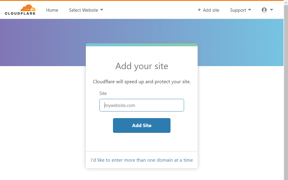 Cloud Flare - Add Site