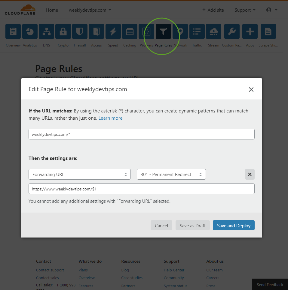 Cloud Flare Page Rules