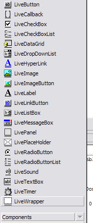 Dart PowerWEB LiveControls in VS.NET Toolbox