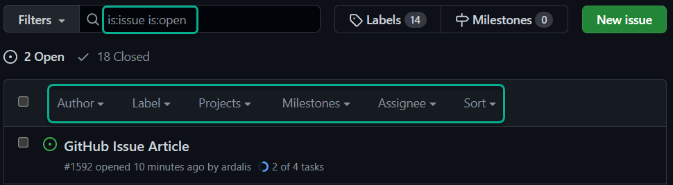 GitHub Issue Filtering
