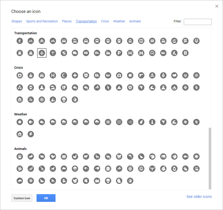 Google Maps Icons