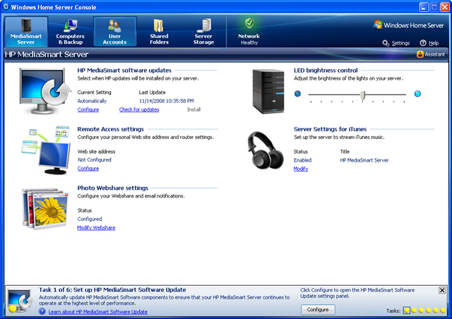 windows home server console