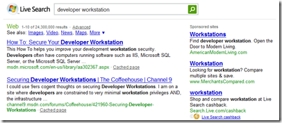 live search developer workstation