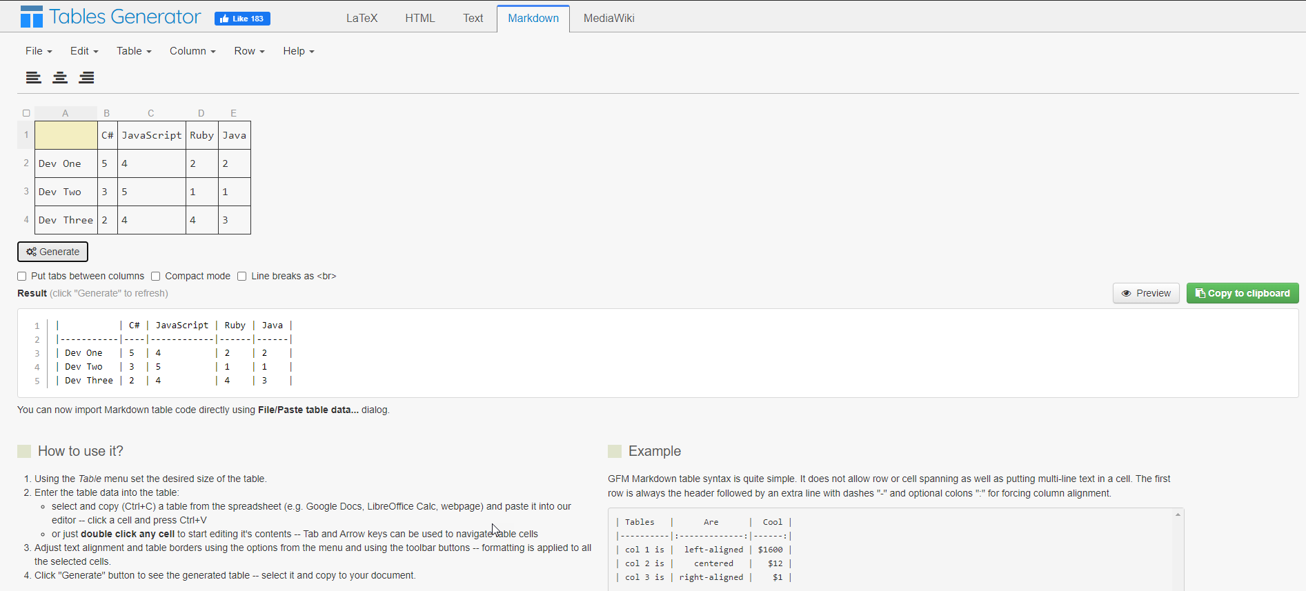 regression tables in r markdown