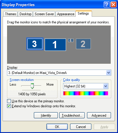 Maxivista Display Properties