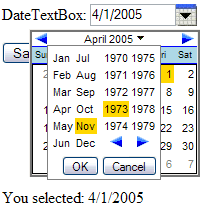 DateTextBox dropdown