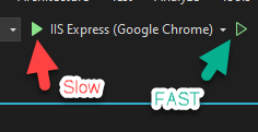 Start is slow; Start without debugging is fast