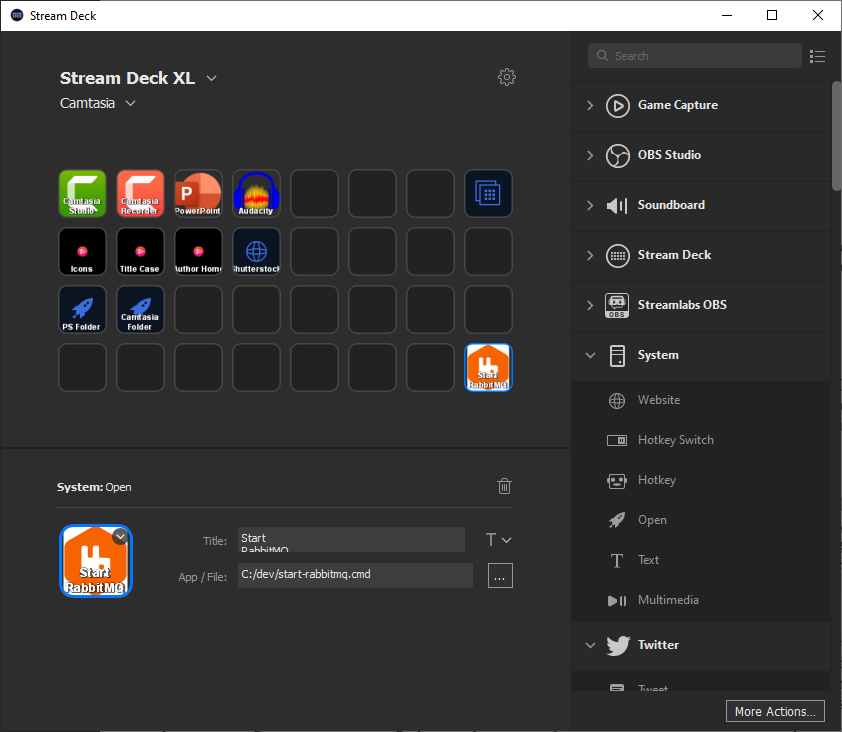Stream Deck with Start RabbitMQ key