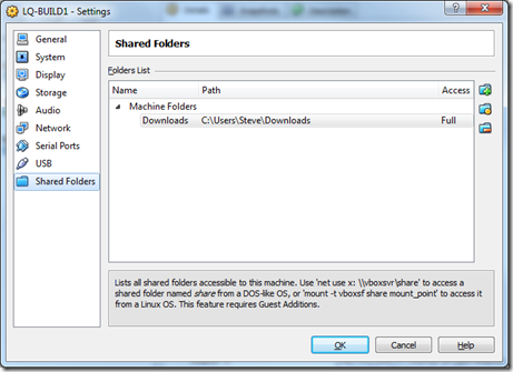 virtualbox shared folders