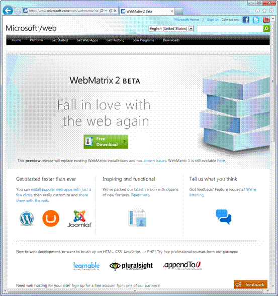 Installing WebMatrix