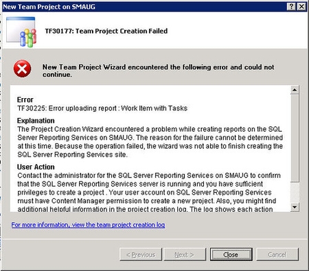 featured image thumbnail for post Team Project Creation Failed TF30225