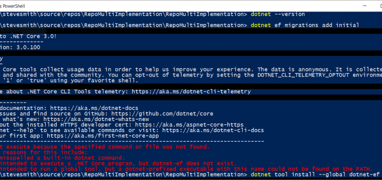 no executable found matching command dotnetef