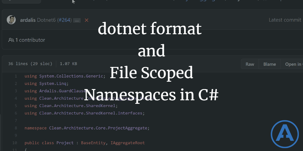 Dotnet Format and File Scoped Namespaces